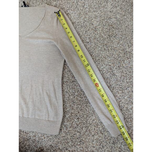 Talbots Cashmere Pima Cotton Blend Sweater Women's Medium V-Neck Pullover Tan - Picture 6 of 7